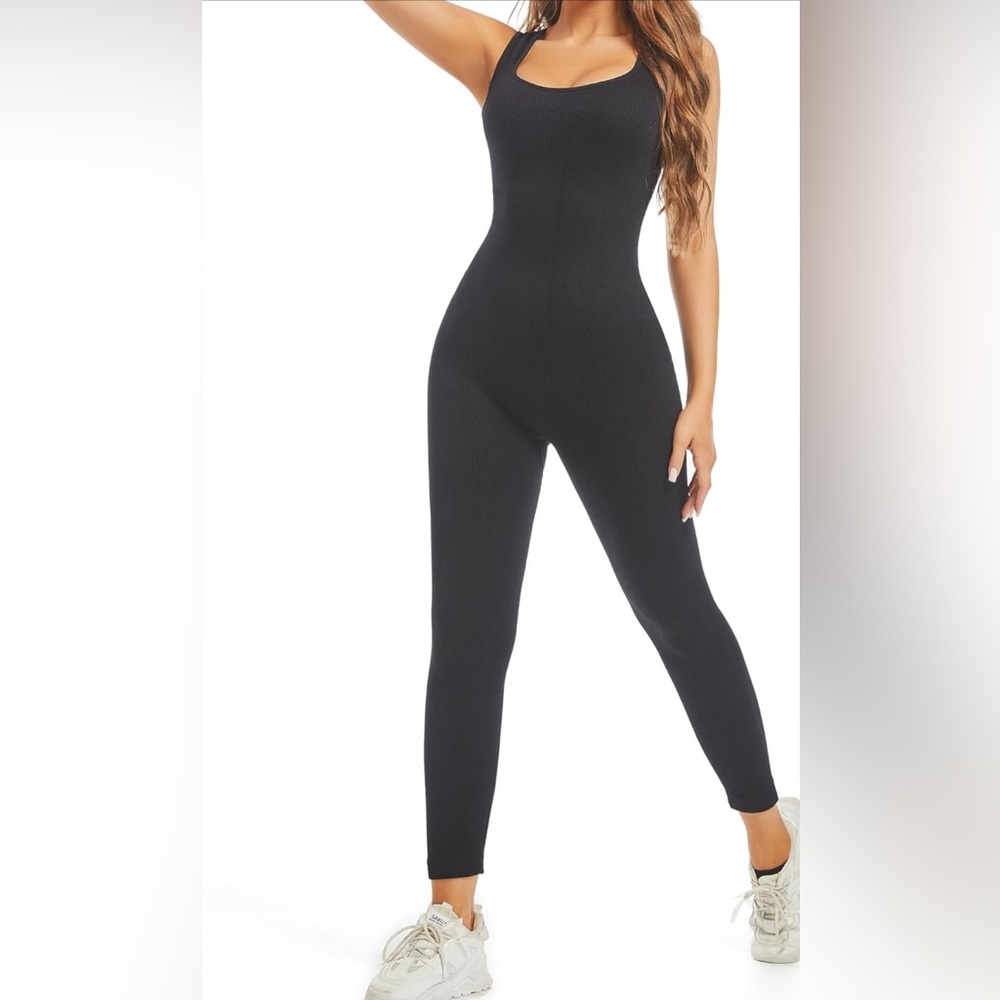 Black ribbed onsie with great tummy control